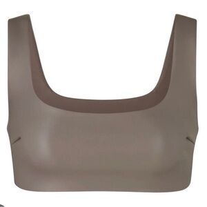 SKIMS Faux Leather Bralette in Taupe/Stone